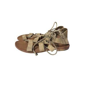 Álvaro González Womens Handmade Leather Gladiator Sandals Size 9.5 Beige/Brown I